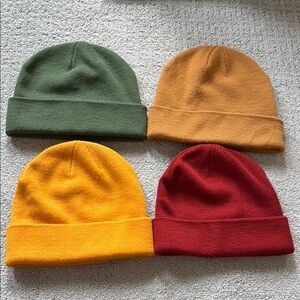 Set of Four Colorful Knit Beanies